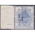 OFS 1896 SG75a ½d ON 3d ULTRAMARINE WITH DOUBLE SURCHARGE VARIETY