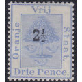 OFS 1896 SG83a(SACC 46a)  2½d on 3d ULTRAMARINE-ROMAN `1` AND ANTIQUA `2` IN FRACTION-SCARCE- MM
