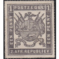 Transvaal 1870-71 SG22a 1d GREYISH-BLACK - FINE ROULETTE - UNUSED