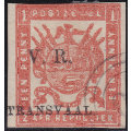 Transvaal 1877 SG98 1d BRIGHT RED, IMPERF, STOUT PAPER  - FINE USED