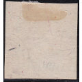 Transvaal 1877 SG98 1d BRIGHT RED, IMPERF, STOUT PAPER  - FINE USED