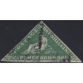 Cape of Good Hope : 1858 SACC8b 1/- DEEP DARK GREEN  - VFU - CV R20000