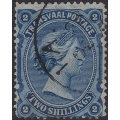 TRANSVAAL 1878 SACC165 2/- BLUE VFU CV R3000