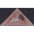 Cape of Good Hope SACC3 / SG3 1d BRICK RED (SLIGHTLY BLUED PAPER) - VERY FINE USED CV R11000