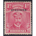 B.S.A.C / RHODESIA 1913-22 1d ROSE CARMINE `SPECIMEN`  - MM CV R3420