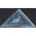 CAPE OF GOOD HOPE 1853 SACC2 - 4d DEEP BLUE ON DEEPLY BLUED PAPER - VFU- CV R5500