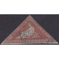Cape of Good Hope SACC1 1d PALE BRICK RED ON DEEPLY BLUED PAPER VFU CV R14000