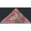 CAPE OF GOOD HOPE 1855 SACC5 - 1d BRICK-RED ON CREAM TONED PAPER - FINE USED - CV R40000(PFSA CERT)
