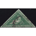 Cape of Good Hope : 1858 SG8b 1/- DEEP DARK GREEN  - VFU CV R20000