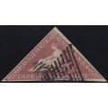 Cape of Good Hope 1853 SACC1a 1d DEEP BRICK RED ON DEEPLY BLUED PAPER - VFU CV R14000