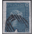 MAURITIUS 1859 SG36 2d DEEP BLUE(EARLY IMPRESSION) USED - RARE - CV £3750