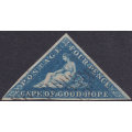 Cape of Good Hope 1855 SACC6a 4d BLUE - SUPERB USED CV R1300