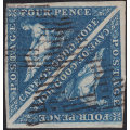 Cape of Good Hope 1853 SG4 - 4d DEEP BLUE PAIR - VFU CV £340+