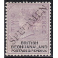 BECHUANALAND 1887 SACC11s 2d LILAC and BLACK `SPECIMEN` CV R2083