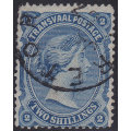 TRANSVAAL 1878 SACC165 2/- BLUE VFU CV R3000