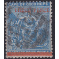 Cape of Good Hope 1879 : SACC29b(var) 3d on 4d Blue(WM CC) VFU `THEEE` for `THREE`-SEE BELOW CV?