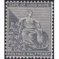 Cape of Good Hope 1875 SACC23 ½d PALE GREYISH-BLACK(WM CROWN CC) MM - CV R700