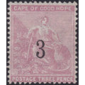 Cape of Good Hope SACC33 `3` on 3d Pale Dull Rose MM CV R11000