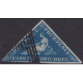 Cape of Good Hope - SACC4b : 4d BLUE - SUPERB USED WITH SIDEWAYS WATERMARK CV R15000