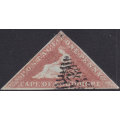 Cape of Good Hope SACC1 : 1d PALE BRICK RED ON DEEPLY BLUED PAPER VFU CV R14000