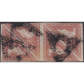 Cape of Good Hope 1855 SACC5 - 1d Brick-Red USED BO4 - Cream Toned Paper - Rare Multiple CV R480000+