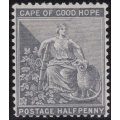 Cape of Good Hope 1876 SACC23 ½d PALE GREYISH-BLACK (WM CROWN CC) MM - CV R700