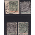 BSAC / Rhodesia : 4 Used Stamps with Rare ``GUBULAWAYO`` Cancellations