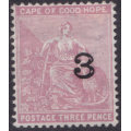 Cape of Good Hope 1880 SACC32 `3` on 3d Pale Dull Rose CV R3200