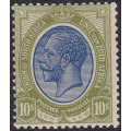 Union of SA - 1913 SACC15 10/- GREEN and BLUE LMM CV R10000