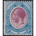 Union of SA - 1913 SACC14 5/- PURPLE and BLUE MM CV R3500