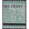 Cape of Good Hope 1876 SACC28 1d ON 1/- GREEN **UNMOUNTED MINT** CV R5500