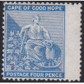 Cape of Good Hope 1876 SACC25a 4d DEEP BLUE (WM CROWN CC)  - UNUSED - CV R3000