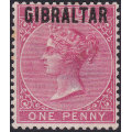 GIBRALTAR 1889 SG2 1d ROSE-RED MM CV £85(2017)
