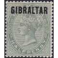 GIBRALTAR 1889 SG1 ½d DULL GREEN MM CV £23(2017)