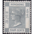 HONG KONG 1896 SG34 4c SLATE-GREY (WM CROWN CA)- LMM CV £32(2017)
