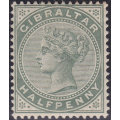 GIBRALTAR 1887 SG8 ½d DULL GREEN MM CV £18(2017)