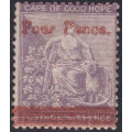 Cape of Good Hope 1868 : SACC22 : 4d on 6d DEEP LILAC MM CV R14000