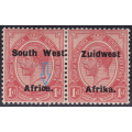 SWA 1924 TYPE VI SACC41 1d RED BILINGUAL PAIR LMM - UNLISTED VARIETY