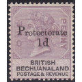 BECHUANALAND 1888 SACC39 1d ON 1d LILAC and BLACK MM CV R400
