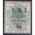 OFS 1902 SACC83b 1/- ON 5/- ON 5/- GREEN WITH SHORT TOP TO 5 VARIETY - MM - CV R1100+