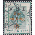 OFS 1902 SACC83a 1/- ON 5/- ON 5/- GREEN WITH ``THICK V`` VARIETY - VFU - CV R700