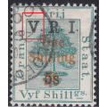 OFS 1902 SACC83a 1/- ON 5/- ON 5/- GREEN WITH ``THICK V`` VARIETY - VFU - CV R700