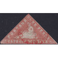 Cape of Good Hope 1861 SACC9 1d Vermillion Woodblock - Fine-Very Fine Used - CV R90000