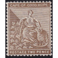 Cape of Good Hope : 1882 SACC37 2d PALE BISTRE MM - CV R3000