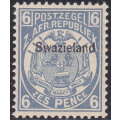 SWAZILAND 1894 SACC4 6d BLUE MM CV R800