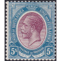 Union of SA - 1913 SACC14 5/- PURPLE & BLUE MM CV R3500