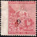 Griqualand West SG16d 1d Carmine with DOUBLE o/p, one in red, both inverted(type15)