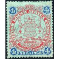 B.S.A.C/Rhodesia SG37 4/- Orange-red & Blue/Green -  MM CV £75(2017)