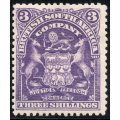 B.S.A.C./RHODESIA 1902 SG86 3/- Deep Violet MM CV £38(2017)