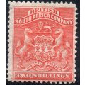 BSAC / Rhodesia 1892 SG5  2/- Vermillion -  MM CV £75(2017)